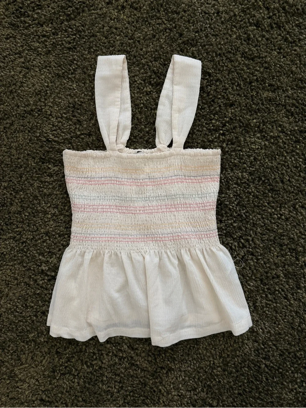 Madewell Texture & Thread Rainbow Smocked Peplum Tank Top Size Small - Picture 2 of 5